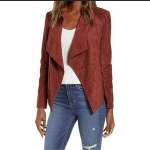 Bb Dakota womens Drape Front Pre Faux Suede Jacket Cherrywood size medium new